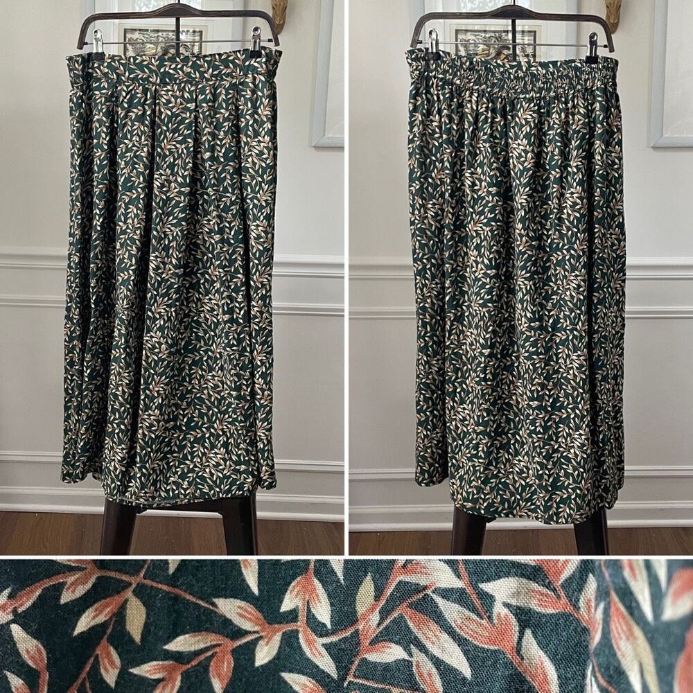 CC Hughes Long Green Cottagecore Prairie Skirt Vines L